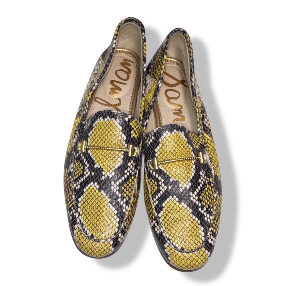 Sam Edelman Lior Yellow Snake Loafer Slip On Indie Sleek Corporate Chic Flat  7M